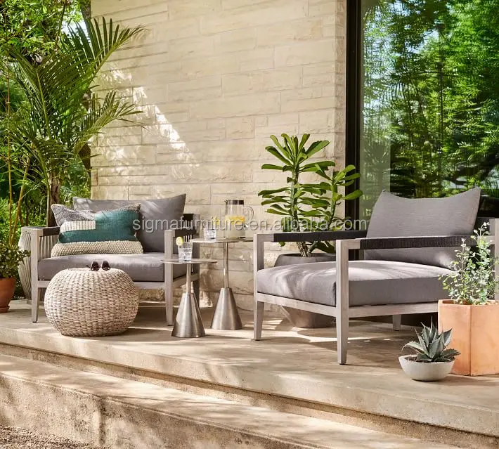 New arrival all weather outdoor furniture patio garden courtyard teak solid wood lounge chaise armchair