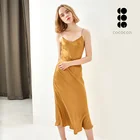 Breathable Sexy Dress Fashion Women Clothing Sexy Caramel Color Backless Long Silk Slip Dress 2020