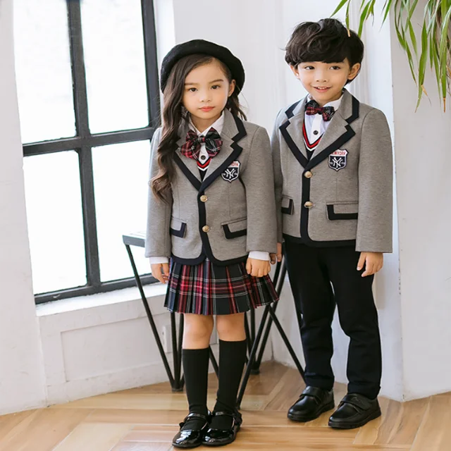 Cosplay muestra abrigo camiseta pantalones de corbata Mini falda niños niñas de estilo británico uniforme de la escuela Anime traje