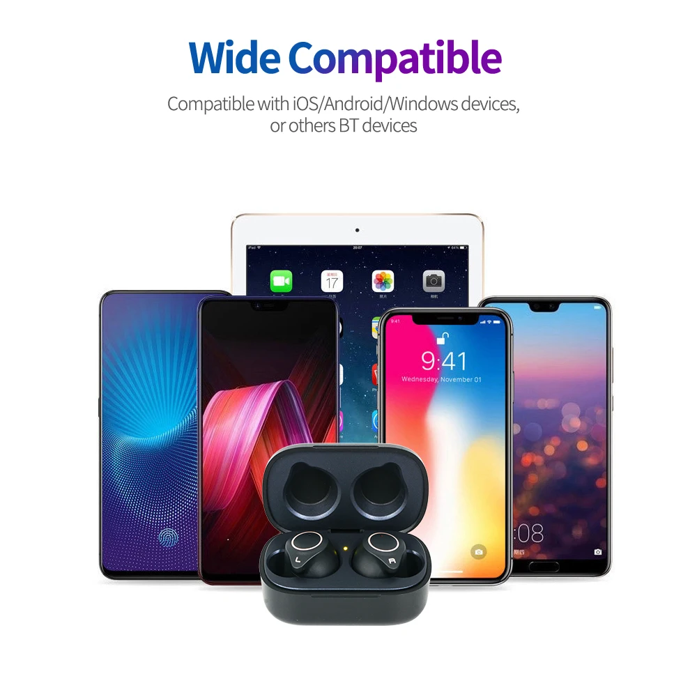 2019 Brand Customization Preferred W1 TWS BT V5.0 Wireless in Ear Earbuds Wake up Siri Earphone with Charging Box - ANKUX.COM