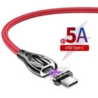 Nylon Braided Magnetic Type C 5A Fast Charging Usb Cable, Mobile Phone Micro Usb Charger Data Cable
