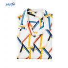 Factory direct summer breathable 100% cotton geometric print casual mens Hawaiian Shirt
