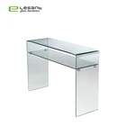 Luxury clear curved glass console table with shelf