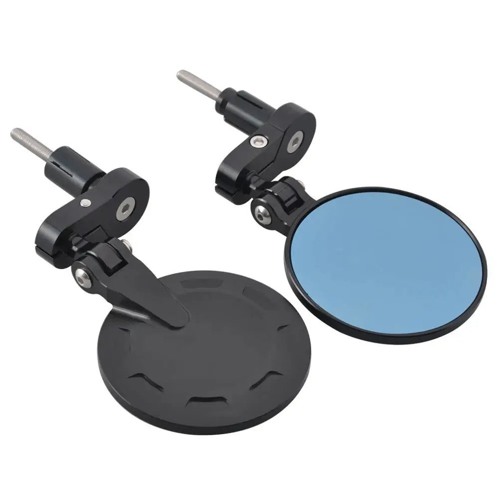 2Pcs Universal Motorcycle Mirror Aluminum Black 22mm Handle Bar End Rearview Side Mirrors Motor Accessories