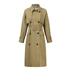 Hot sale autumn and winter solid color slim long-sleeve women trench coat