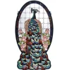 Handmade leadlight peacock Profile Stained Glass Hanging Window Panel for Tiffany Style