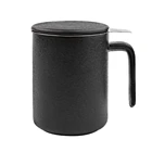 Hot selling Chaozhou cheap gift box iron cast ceramic mug coffee cup black mugs with tea infuser