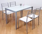 Modern tempered printing glass dining table set for home furniture living room 1+4 design