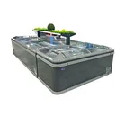 supermarket commercial island freezer sliding glass curved lid chest combined island fridge freezer