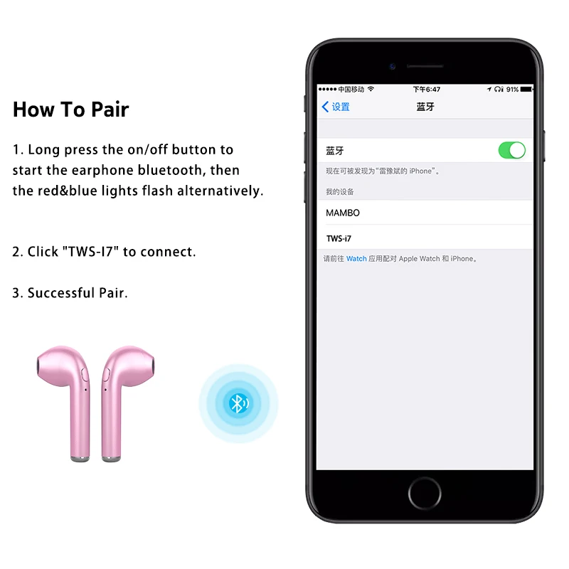 Classic I7S TWS earpiece wireless blue tooth headset wireless headphones for lg - ANKUX.COM