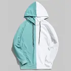 Pullover Men Fashion 2 Colors Split Joint Sweatshirt Pullover Streetwear Hoodie