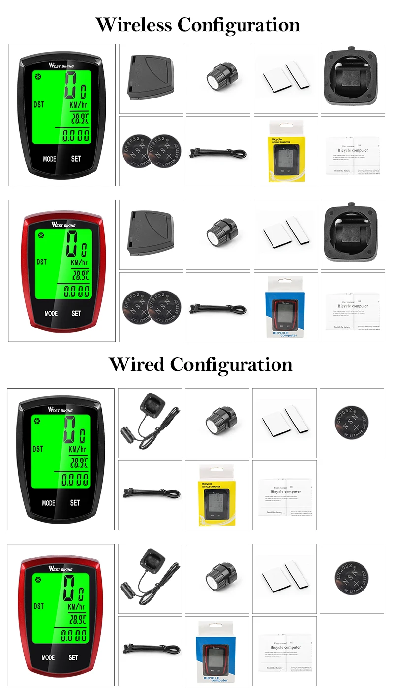 WESTBIKING Bike Computer Screen-touchable Speedometer Digital Odometer Cycling Computer Wired/Wireless Exercise Bicycle Computer