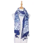 2020 New Fashion Leaf Flower Pattern Machine Printed 100% Polyester Women Spring Shawl Scarf With Tassel
