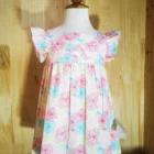 Baby Cotton Baby Girl's 100% Cotton Reactive Printed Poplin Casual Flying Sleeve Floral Dress With Fancy Flowers