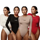 Long Sleeve Custom Wholesale Cheap 1 Piece Mujer Tops Long Sleeve Women Sexy Cotton Bodysuits