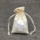 Cosmetic Makeup Mini White Cotton Packaging String Pouch