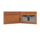 Minimalist leather wallet rfid blocking card wallet front pocket spring money clip leather wallet for man
