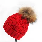 2019 New Arrival Women Fashion Raccoon Fur Ball Angora Hat Warm Winter Knitted Beanie Hat