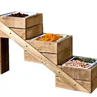 custom Three Tier Rustic Wooden Display Stand 18x56x33cm