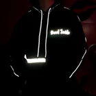 Hoodie Original Reflective Streetwear Dead Inside Skull Black Print White Strip Hoodie For Men