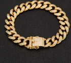 Fashion HH brass zircon PVD Plating Cuban bracelet for men