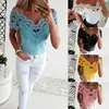 Womens 2019 Casual Cold shoulder Lace Patchwork Slim T-Shirt Solid Color Slash Neck Top Ladies Sleeveless Tops