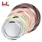 Round 24cm wedding tray stainless steel charger plates gold 0.6mm thickness metal mirror tray for hotel catering