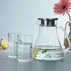Good price high borosilicate big capacity glass water jug with two cups