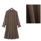 Plus size winter vestidos de festa floral long sleeve knit women casual dress