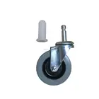 3 Inch Solid Small Rubber Plastic Inserted Wheel with Inserted Link Copper Ring Gray Plastic Casters Wheels