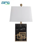 Modern Marble Fabric Black Chinese Style Led Art Deco Decorative Hotel Bedside Table Lamp for Bedroom