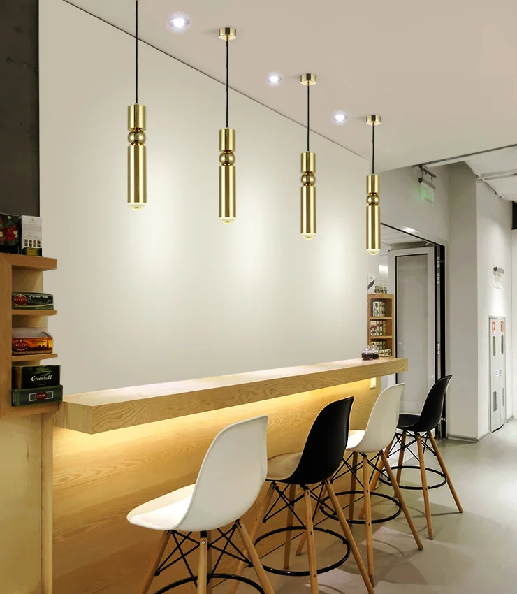 Modern nordic style brass metal gold pendant lamp single hanging light