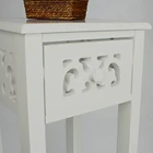 Living Room bed room White Mdf Top Rustic Wooden Carved end Table night stand beside table