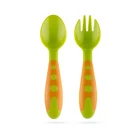 2020 new born infant cute plastic teething baby training self feeding spoon and fork set for kids children