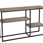 Metal Frame Rustic Finish Weathered Color Wooden Entryway Table