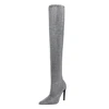 125-1bigytee women's shoes sexy nightclub pedicure stiletto super high-heeled pointed sequin cloth long tube over the knee boots