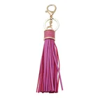 Wholesale Bag Decoration 11.5CM Classic PU Leather Tassel Key Chain Metal Keyring Women Handbag Leather Tassel