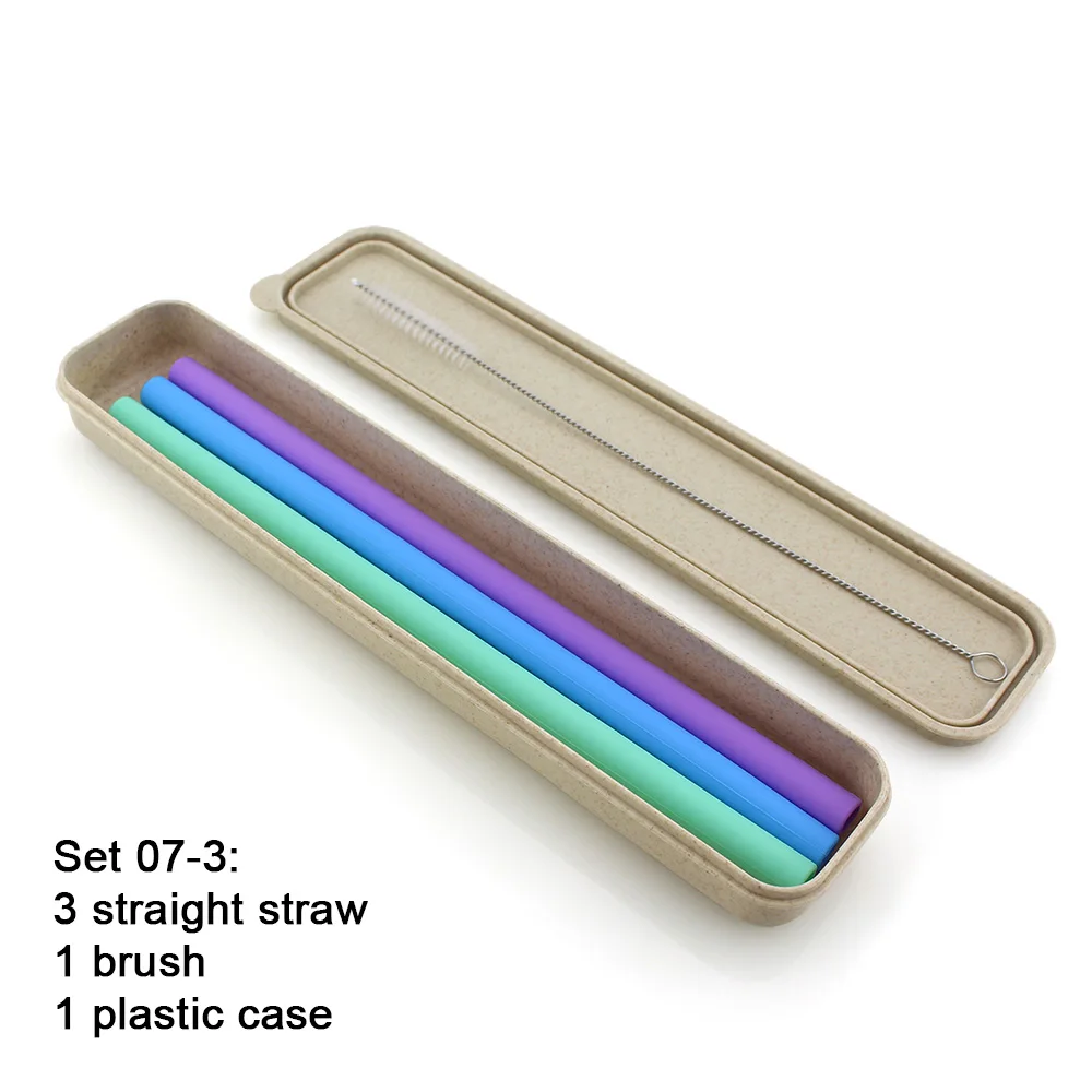 collapsible silicone foldable reusable straw with carrying case