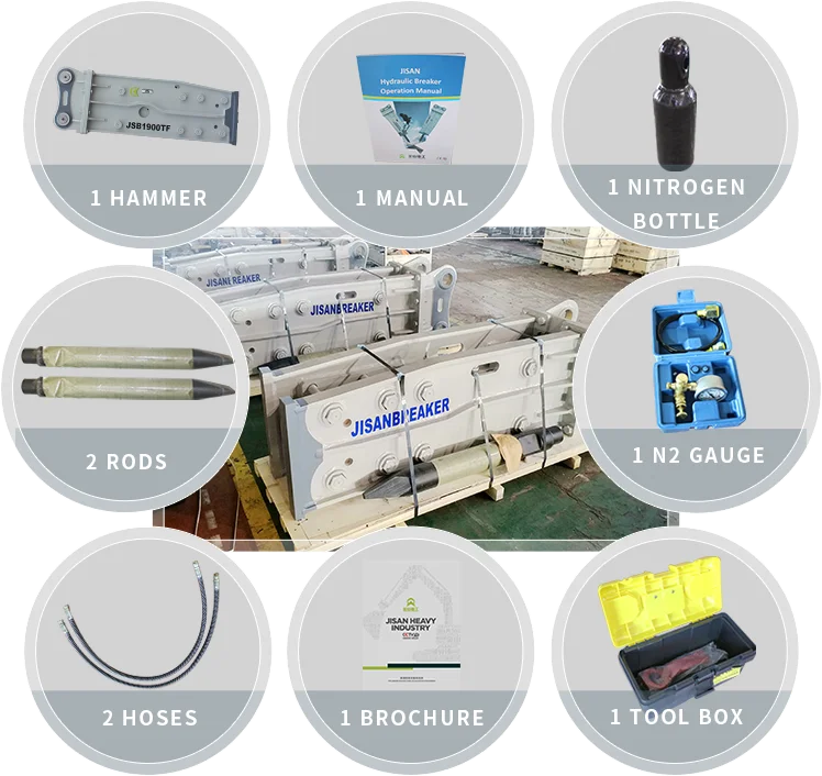 MSB SAGA 250HS Hydraulic Breaker Rock Hammer for 19-26 Ton Excavator with 140mm Rod Diameter and 12 Months Warranty