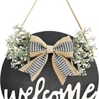 Wood Hello Sign Rustic Front Door Decor Round Wood Hanging Sign Farmhouse Porch Decorations For Home