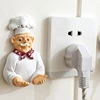 Kitchen Creative Cartoon Chef Style Resin Power Cord Storage Rack Wall Hanger Cloth Towel Hooks Sticky Seamless Paste Tight