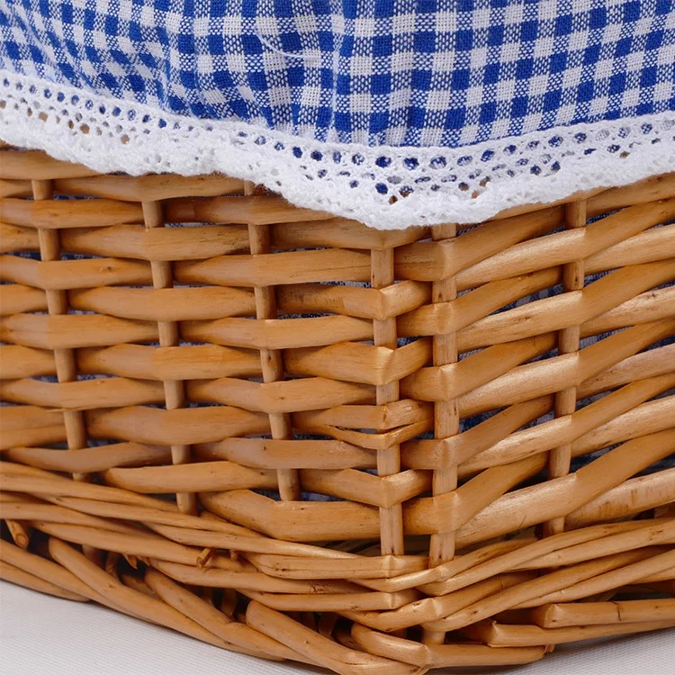 desktop gift food bread storage wicker basket jute cotton fab