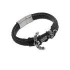 Magnetic Clasp Braided Leather Bracelets Handmade Leather Anchor Bracelet Men