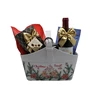Fancy Christmas PU Leather Gift Basket For Fruit, Faux Leather Wine Storage Basket Wholesale For Gift