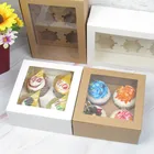Factory Wholesales Kraft Paper Simple Foldable Takeaway Food Cupcake Paper Packaging Gift Box