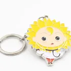 Customised 3d printed metal key chain Sunflower keychain for promotion