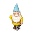 Fairy Garden Cute Garden Art Decor Wholesale Resin Mini Gnome Dwarf Figurine with a Leaf