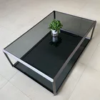 Living room furniture industrial metal aluminum frame center tea table glass top coffee table