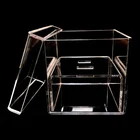 Romantic 2 Holes Plexiglass Crystal Clear Acrylic Visible Wedding Ring Box With Lid