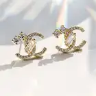 2020 women diamond letter korean silver jewelry hoop sterling ear cuff silver stud c 925 earring